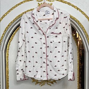 Women's Twill Pajama Top in Holiday Journey Size S Christmas Pajama Top
